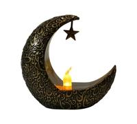 Sctecoau Candelabro de Luna Estrellada Festival de Ramadán Decoración del Hogar Fiesta de Viento Linterna Vela Lámpara de Escritorio Electrónica Moda C