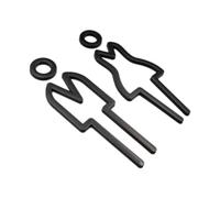 Sctecoau Consejos Placa de Letrero para Inodoro, Etiqueta Adhesiva para Pared de Puerta de Sala de Lavado, Tablero de Señalización para Baño, Arte, Decoración del Hogar, Negro B