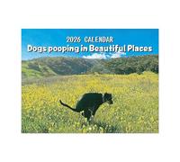Sctnny Calendario de perros 2026, calendario de caca 2026, calendario de pared de perros caca en hermosos lugares, calendario de 2026, calendario de pared de cachorro, calendario de pared divertido