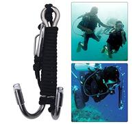 Scuba Diving Doble Gancho de Arrendamiento de Arrecife de Acero de Acero Inoxidable con una Línea de 1.2m para Buceo de Cuevas - Negro (BLACK)