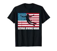 Scuba Diving Nana USA Flag Grandma Mother's Day 4 Of July Camiseta