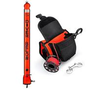 Scubas Surfaces - Boyas marcadoras con carrete y clip de alta visibilidad para buceo, parte inferior abierta, señales, tubo de salchichas con bolsa