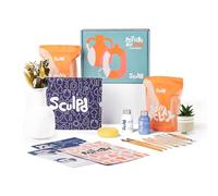 Sculpd Kit de alfarería para principiantes, arcilla de secado al aire, con barniz brillante, pintura, set de herramientas, pinceles, esponja e instrucciones paso a paso (idioma español no garantizado)