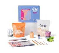 Sculpd Kit de alfarería para principiantes para hacer velas con arcilla secada al aire, para adultos, con cera de soja ecológica, aceite aromático de albahaca y cítricos, barniz, herramientas y guía