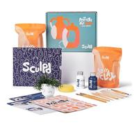 SCULPD | Kit de cerámica, arcilla de secado al aire en set para principiantes con barniz mate, pintura, set de herramientas de cerámica, pinceles, esponja e instrucciones paso a paso
