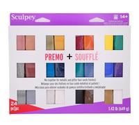 Sculpey Polyform Soufflé & Sculpey Premo Premium, arcilla polimérica para hornear, juego de 24 colores únicos, no tóxico, 12 libras, ideal para hacer joyas, vacaciones, bricolaje, medios mixtos y más,