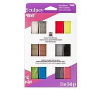 Sculpey Premo: Multipack - Metallics + Glitters - 12 colores, barras de 1 onza, paquete de muestra, no tóxico, proyectos de modelo, suministros de manualidades para adultos