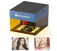 SCULPFUN iCube Máquina de Grabado Láser 3W, Cortadora Láser, Grabado de Escritorio con Filtro de Humo, 10000 mm/min, Enfoque Láser de 0.02 mm, 130 x 130 mm