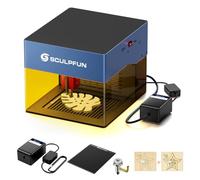 SCULPFUN iCube Pro Máquina de grabado láser de 5 W con bomba de aire, mesa de trabajo de panal, filtro de humo, grabado láser portátil, 10000 mm/min, velocidad de grabado