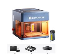 SCULPFUN iCube Ultra Deluxe Máquina de grabado láser de 12 W con rodillo rotatorio láser RA Mini, cámara iCAM, kit de asistencia neumática y placa de panal, cortadora y grabadora láser portátil
