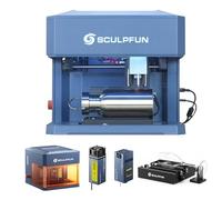 SCULPFUN iCube Ultra Grabador láser de doble módulo con RA Mini rodillo giratorio, láser de diodo de 12 W + láser infrarrojo de 1,2 W, máquina de grabado con filtro de humo, cortador láser portátil
