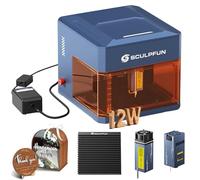 SCULPFUN iCube Ultra Grabador láser portátil de doble luz, 12 W, luz azul, 1,2 W, infrarrojo, totalmente cerrado, con filtro de humo, bomba de aire y boquillas tipo panal.