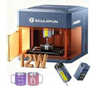 SCULPFUN iCube Ultra Máquina de grabado láser dual de diodo de 12 W + láser infrarrojo de 1,2 W, máquina de grabado láser con rodillo láser RAmini, área de trabajo de 150 x 135 mm con filtro de humo