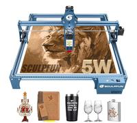 SCULPFUN Máquina de grabado láser S9 de 5W potencia láser cortador láser de 0,06 mm, ultrafino, comprimido, para 10-15 mm, protección ocular, enfoque fijo 410 x 420 mm