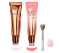 Sculpt Tape & Blush Duo - Blush And Bronzer,2 In 1 Liquid Contour Beauty Wand,Waterproof Liquid Blush Wand For Women,Lightweight Blendable For Shading, Flushed Cheeks (01#+04#, Same size)
