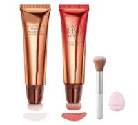 Sculpt Tape & Blush Duo - Blush And Bronzer,2 In 1 Liquid Contour Beauty Wand,Waterproof Liquid Blush Wand For Women,Lightweight Blendable For Shading, Flushed Cheeks (01#+07#, Same size)