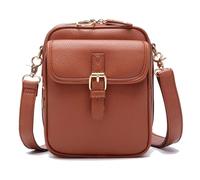 Sculpture Crossbody Leather Bag, Crossbody Leather Bag, Anti Theft Shoulder Built In Wallet with Card Slots (Brown)