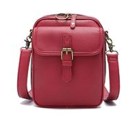 Sculpture Crossbody Leather Bag, Crossbody Leather Bag, Anti Theft Shoulder Built In Wallet with Card Slots (Red)