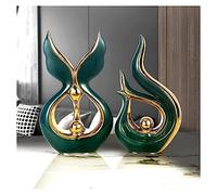 Sculpture Deco Flame, Living Room Deco Abstract Art Statue, Decoration for Bedroom, Window Sill Living Room Apartment Office Wine Cabinet, Ceramics,B Green