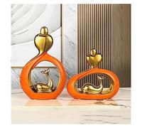Sculpture Deco Flame, Living Room Deco Abstract Art Statue, Decoration for Bedroom, Window Sill Living Room Apartment Office Wine Cabinet, Ceramics,D Orange