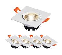 Scumlovy Foco empotrable Cuadrado de Aluminio con ángulo Ajustable, luz Diurna de 3 W, 5 W, 7 W, 10 W, 12 W y 15 W, con Deflector COB, Paquete de 5 Unidades.