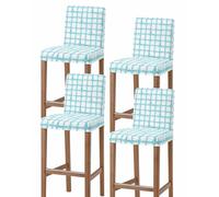Scumlovy Juego de 4 Fundas para taburetes de Bar a Cuadros Azules, diseño de Rayas de búfalo, Modernas, geométricas, elásticas, Lavables, con Respaldo, Fundas extraíbles para sillas de Bar, para coci