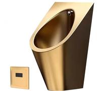Scumlovy Urinario con Sensor de Pared, urinario de Acero Inoxidable 304, urinario con Descarga para Hombres, urinario Comercial para Adultos, Inodoro para baños, hoteles, Tiendas, Dorado