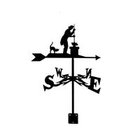 Scumlovy Veleta con indicador de dirección del Viento, música de Bruja y Gato, Veleta de Acero Inoxidable con Revestimiento antioxidante, estaca de jardín, decoración artística, Color Negro Satinado