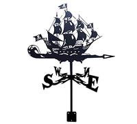 Scumlovy Veleta con indicador de dirección del Viento, música de Bruja y Gato, Veleta de Acero Inoxidable con Revestimiento antioxidante, estaca de jardín, decoración artística, Color Negro Satinado