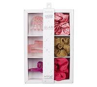 Scunci by Conair - Juego de regalo de vacaciones para mujer, clip para el cabello y coletero, incluye 3 clips de garra y 3 coleteros en colores rosa y dorado