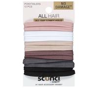 Scunci Everyday & Active Work Out Chill Out Super Stretch Cómodo, 12 unidades, negro, rosa ciruela, azul, blanco