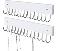 SCUNDA Organizador de joyas colgante montado en la pared, exhibición moderna de joyas con 28 ganchos, soporte decorativo para collares para pared, ganchos para collares que ahorran espacio, (2