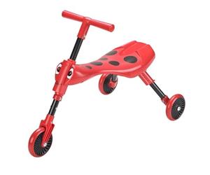 Scuttlebug Triciclo plegable de 3 ruedas para niños de 1 a 3 años, triciclo Beetle, manillar con antena, desarrolla el equilibrio y las habilidades motoras de tu niño pequeño, sin arañazos en la superficie, rojo, negro, 33 cm de ancho x 60 cm de profundidad x 43 cm de alto