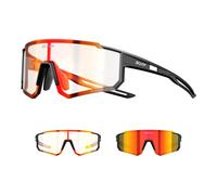 SCVCN Gafas de ciclismo fotocromáticas para hombre y mujer, gafas de bicicleta ligeras con diseño envolvente y almohadillas nasales ajustables, protección UV400 para carretera, MTB