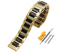 SCWZZWSY 12 mm de 14 mm 16 mm 18 mm 20 mm 22 mm de acero inoxidable reloj de cerámica correa para hombres para la banda de la brazalete de mariposa de mariposa banda de acero /18 mm/plateado negro