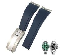 SCWZZWSY Bandas de reloj de silicona de goma de 20 mm de 20 mm para Submariner Yacht Master Oysterflex Daytona Watchband Strap
