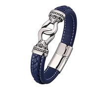 SCWZZWSY Brazalete de encanto navideño para hombres, pulsera tejida para hombres con brazalete de grabado acero inoxidable con broche magnético, longitud de 16,5 cm, falso, sin circonía