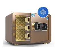 SCWZZWSY Caja de contraseña de Huellas Dactilares de la Oficina Caja Segura Caja Segura para el hogar Safe de gabinete Seguro antirrobo (Color: Brown Tamaño: 352525 cm) Bueno