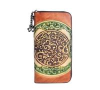 SCWZZWSY Cartera de cuero para mujer, bolso de mano largo vintage con grabado en relieve, clip para billetes, organizador de tarjetas hecho a mano (color: C), c