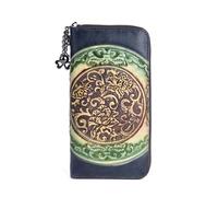 SCWZZWSY Cartera de Cuero para Mujer, Cartera Larga con Estampado Vintage en Relieve, Clip para Billetes, Organizador Hecho a Mano (Color: C)