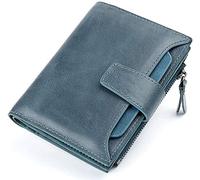 SCWZZWSY Cartera Informal Vintage de Piel con Capacidad para Tarjetas, 18 Tarjetas, 2 Tarjetas de Visita fotográfica (Color: Azul)