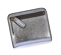 SCWZZWSY Carteras para Tarjetas Cartera de Mujer de Cuero Dividido a la Moda Mini Cartera de Cuero pequeña para Mujer con Bolsillo para Monedas (Color: Plata)