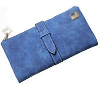 SCWZZWSY Carteras para Tarjetas Cartera De Mujer De Cuero Nobuck Color Sólido Cremallera con Cordón Cartera Larga Cartera Titular De La Tarjeta De Diseñador Embrague (Color : Blue)