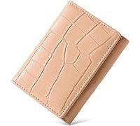 SCWZZWSY Carteras para Tarjetas Grano de Piedra Tríptico Cartera pequeña Estuche para Tarjetas de Dama Cartera de Cuero Suave para Dama Párrafo Corto (Color : Yellow)