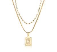 SCWZZWSY Collares con inicial en capas para hombres y mujeres, collar con colgante de letra A-Z, cadena de clip de papel de moda para adolescentes y niñas, mejor amiga
