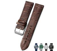 SCWZZWSY Correa de cuero de 20 mm de 21 mm de cuero Bandas de reloj marrón negro para Omega 300 para Hamilton para IWC para Bracelet