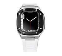 SCWZZWSY Correa de lujo de Metal + funda para Band Mod Kit 41mm 44 mm 45mm Kit de modificación juego de goma iWatch Series 7 6 SE 5 4 Correa