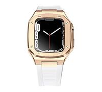 SCWZZWSY Correa de lujo de Metal + funda para Band Mod Kit 41mm 44 mm 45mm Kit de modificación juego de goma iWatch Series 7 6 SE 5 4 Correa