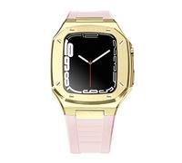 SCWZZWSY Correa de lujo de Metal + funda para Band Mod Kit 41mm 44 mm 45mm Kit de modificación juego de goma iWatch Series 7 6 SE 5 4 Correa