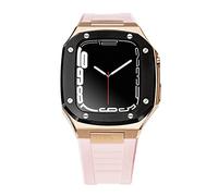 SCWZZWSY Correa de lujo de Metal + funda para Band Mod Kit 41mm 44 mm 45mm Kit de modificación juego de goma iWatch Series 7 6 SE 5 4 Correa
